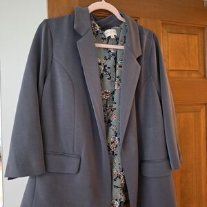 Skies Are Blue Gray Floral Lined Jacket